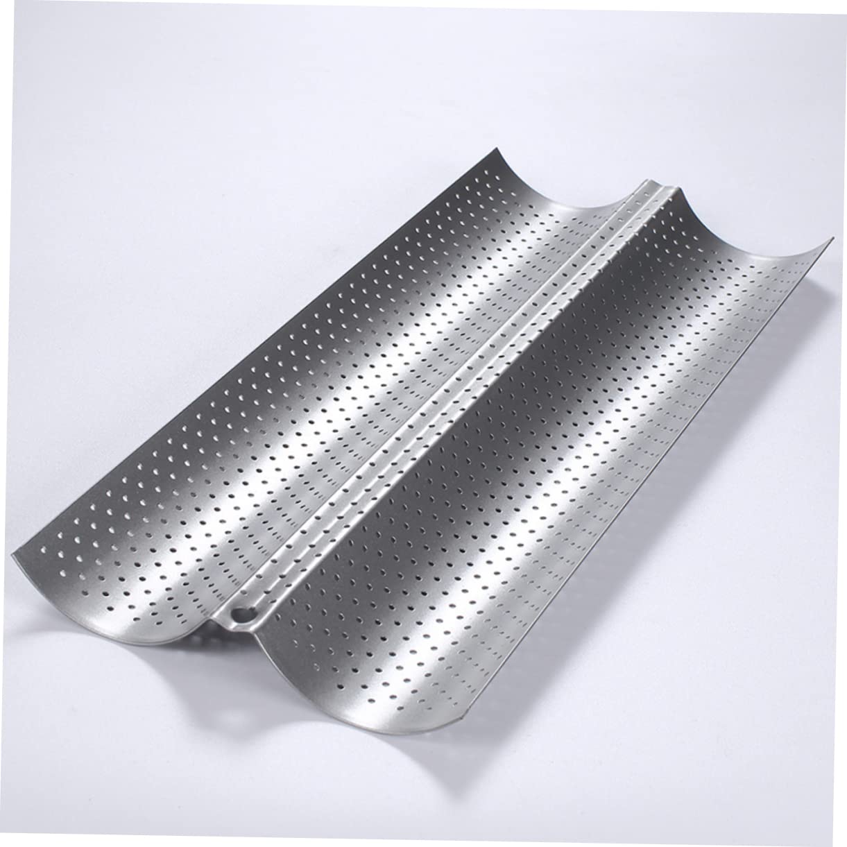 Zerodeko Lot de 2 Moules à Baguettes en Acier Inoxydable Argenté, Surface Lisse et Perforée, Facile à Ranger Cuisine Maison et Pâtisserie