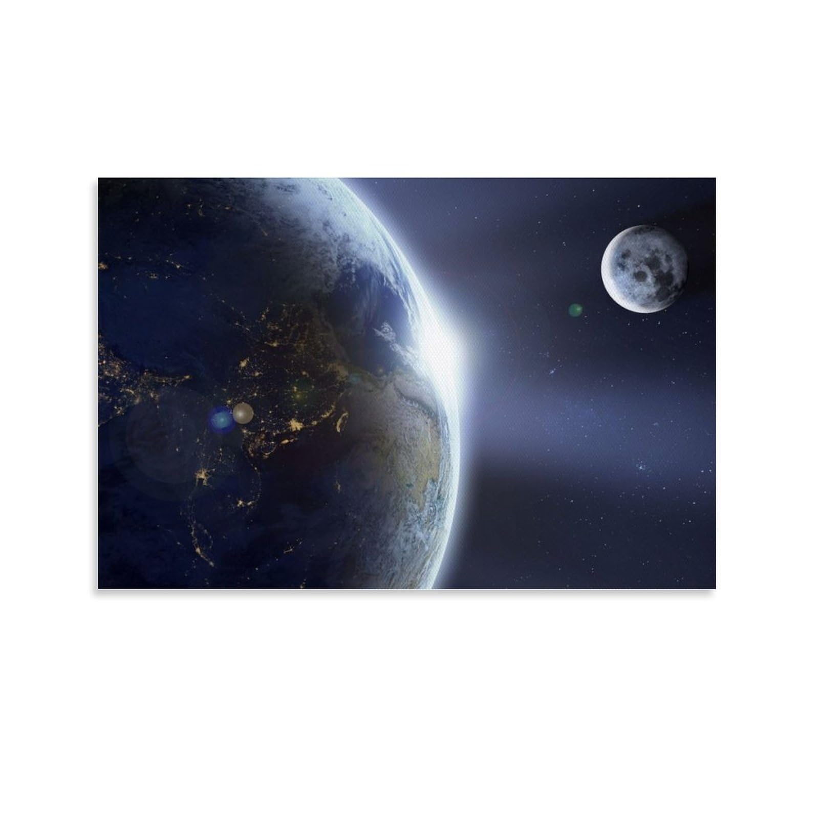 Great View Earth Moon Space Poster Office Room Decor Cosmic Starry Sky Wall Art Posters for Wall Decoration 16x24inch(40x60cm)