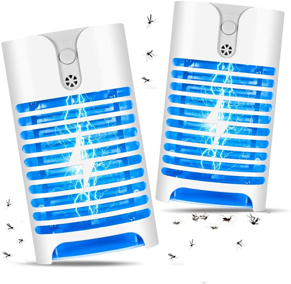 ELECDON Mosquito Killer Lamp, Intelligent Mosquito Zapper, Home Practical Socket Electric Mosquito Killer Creative Socket Indoor Plug in Night Light, Repellent Fly Bug Insect Trap 2 Packs (White)