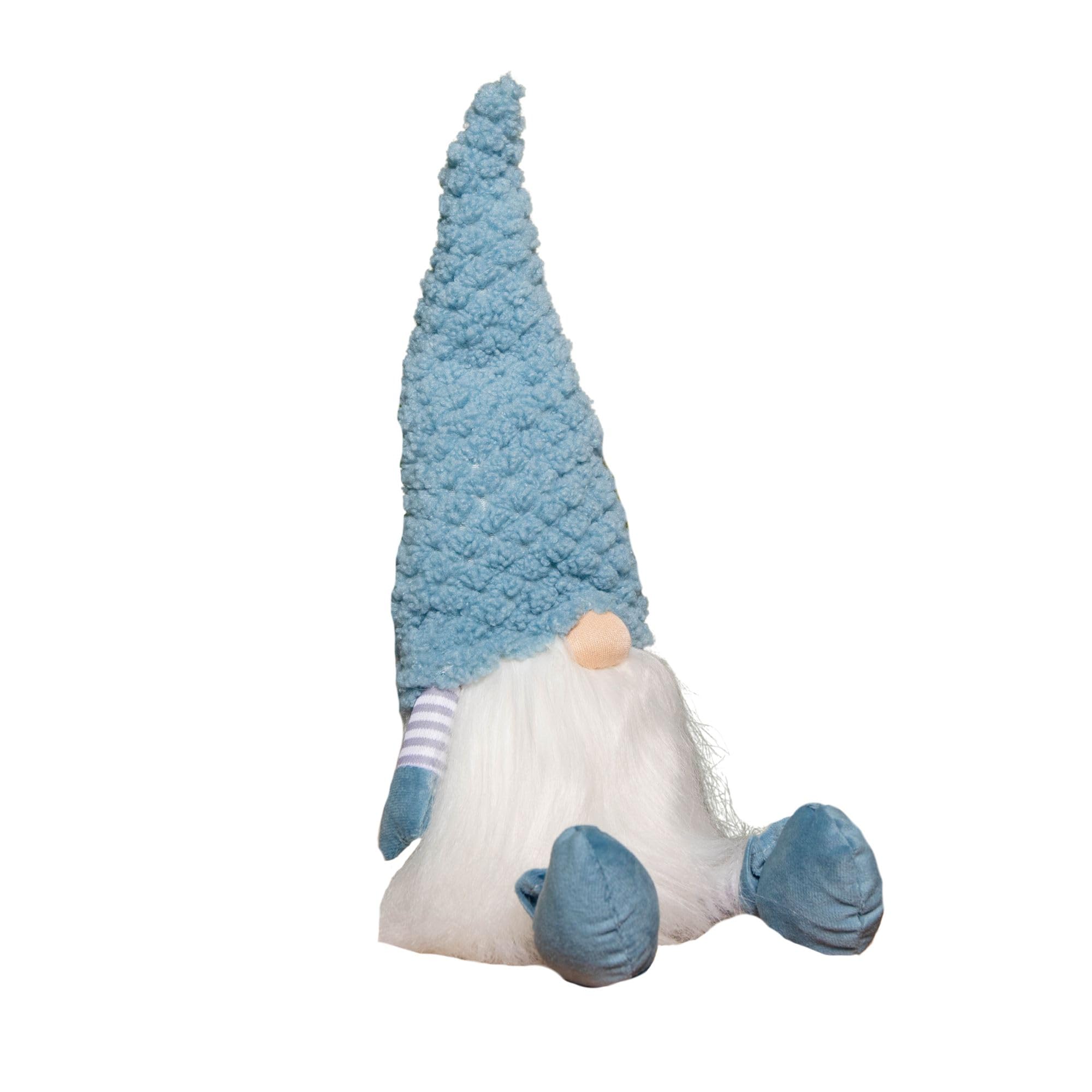 Samuel ALEXANDER 53cm Blue Sitting Christmas Gonk Decoration with Knitted Hat and Dangly Legs