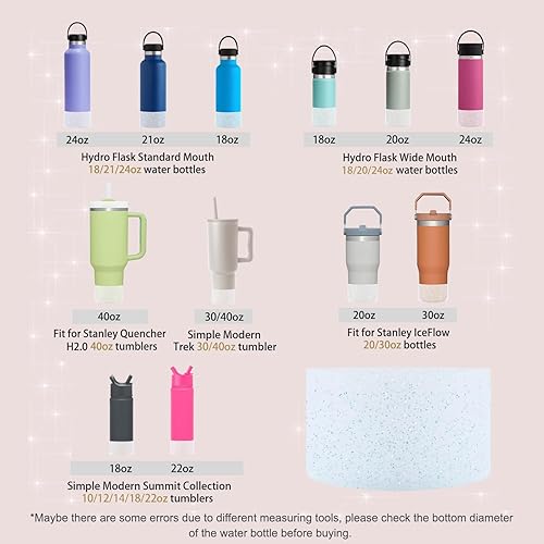 Miniatura 4 de WORBSS - Funda protectora de silicona con purpurina para vaso Stanley Cup H2.0 20 30 40 onzas y Hydro Flask de 18-24 onzas con 2.85-3.0 pulgadas,