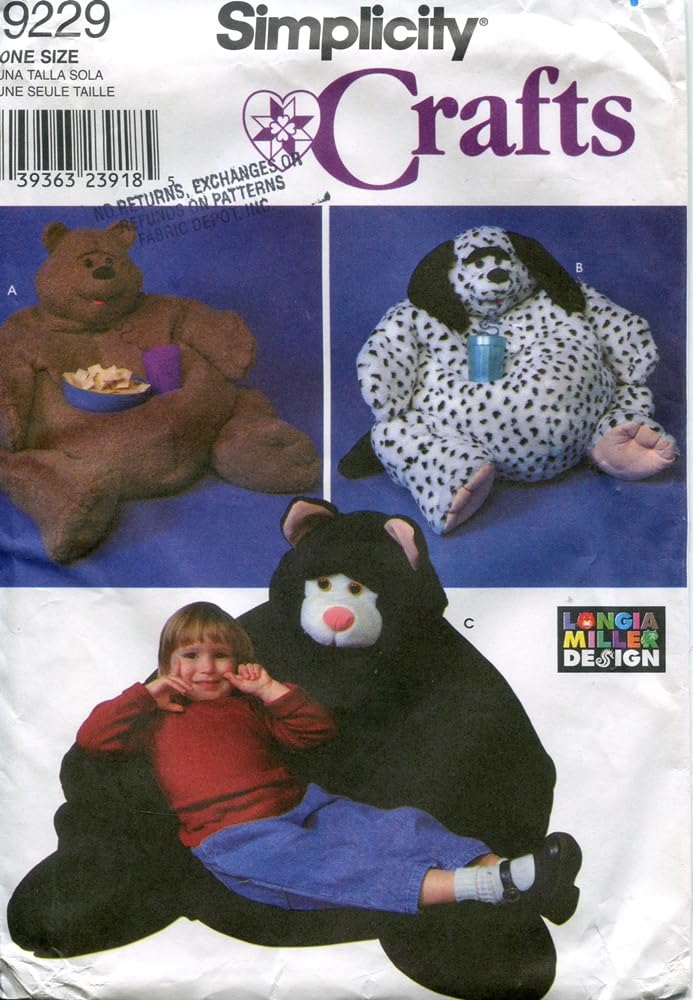 Simplicity Craft Pattern 9229 Child Size Animal Chairs