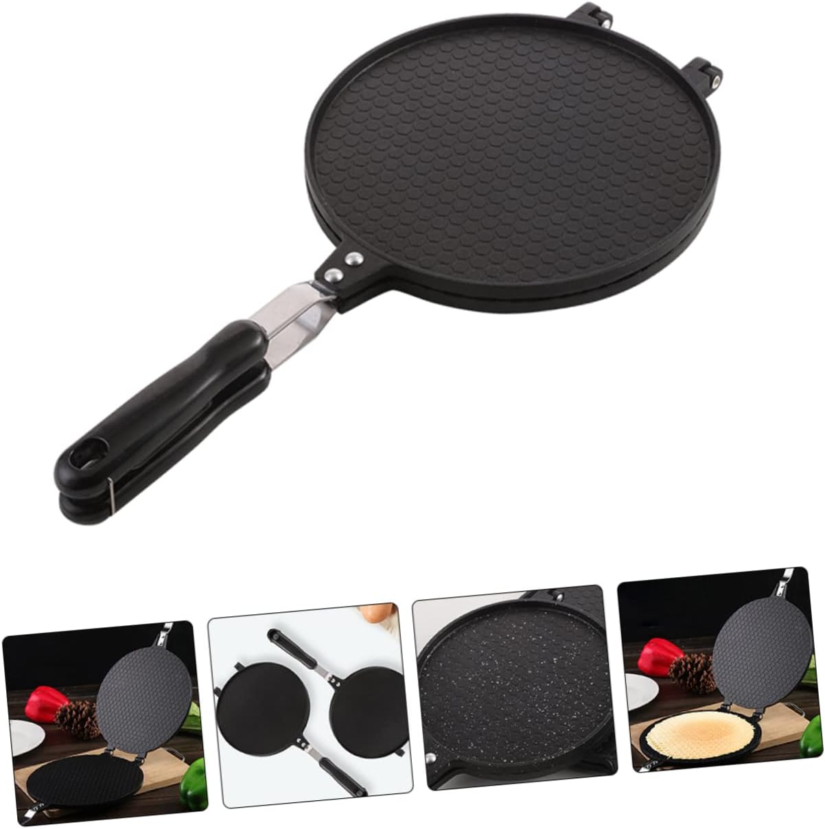 Pancake Maker Waffle Cone Maker Tool Double Side Baking Tool Kitchen Baking Pan Essential for Home Outdoor Cooking