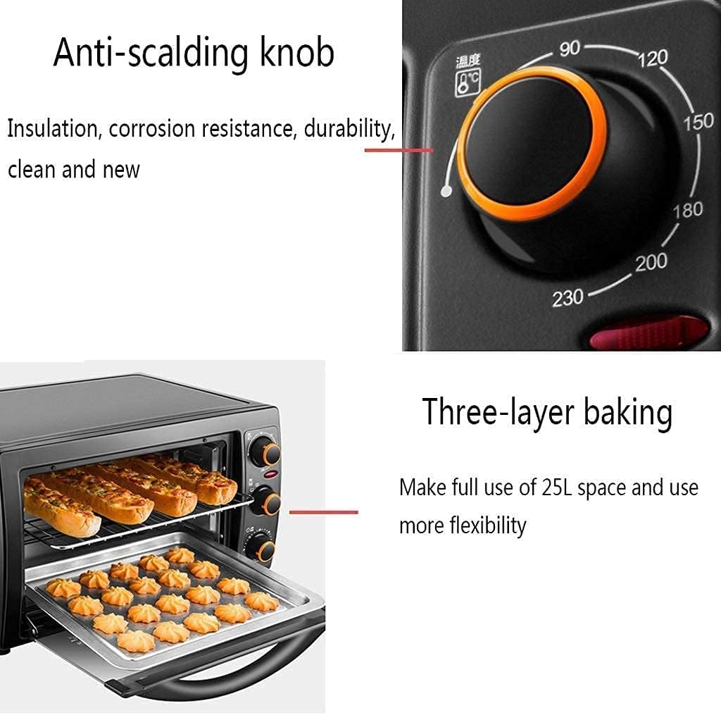Mini 25L Electric Oven with Precision Temperature Control 0-230°C and 0-60min Timing 1300W Double-Layer Multi-Function Small Oven Black Commodity Code: LXJ-18 Aesthetic and l