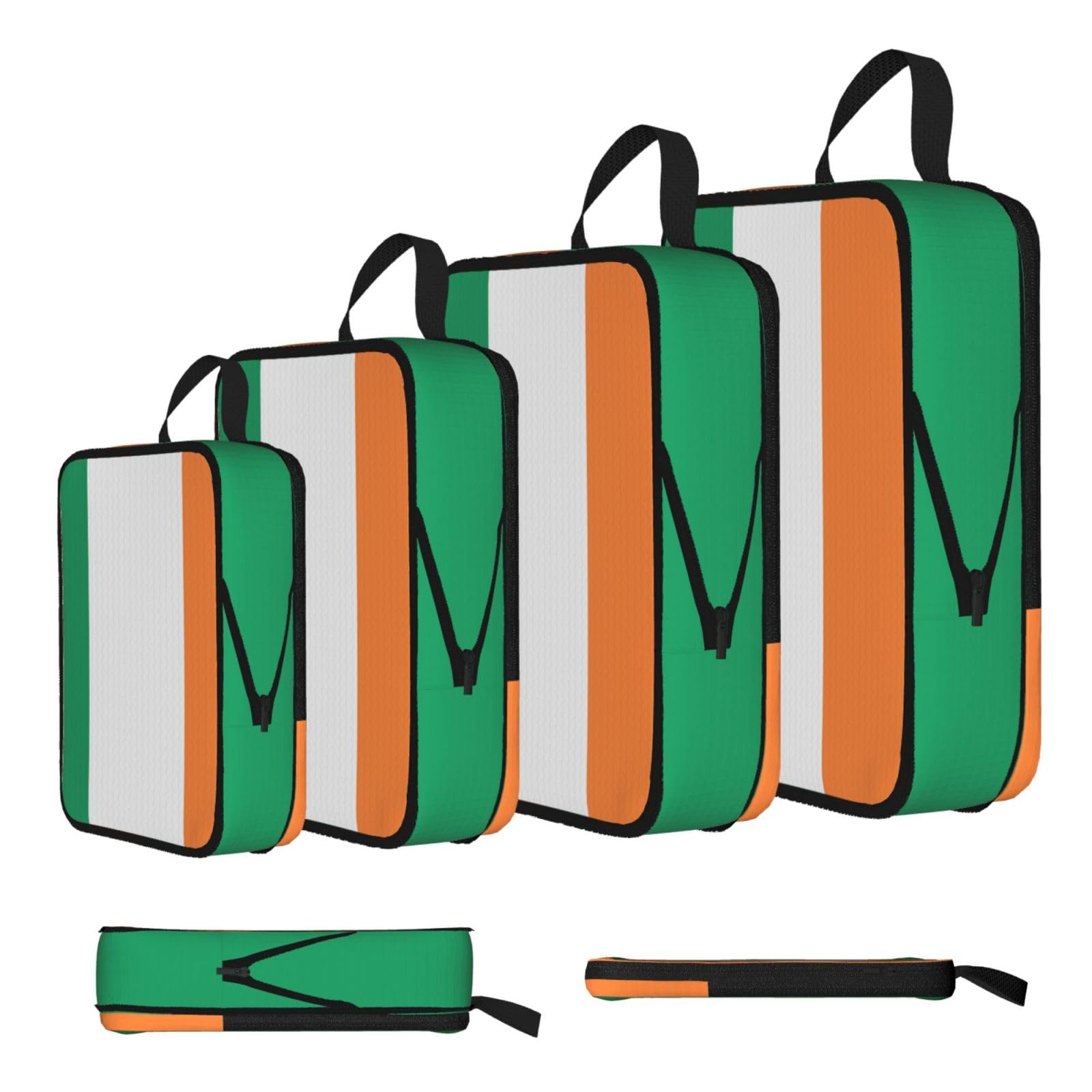 Sxzvvbn Black Irish Flag Compression Packing Cubes 4 Piece Set
