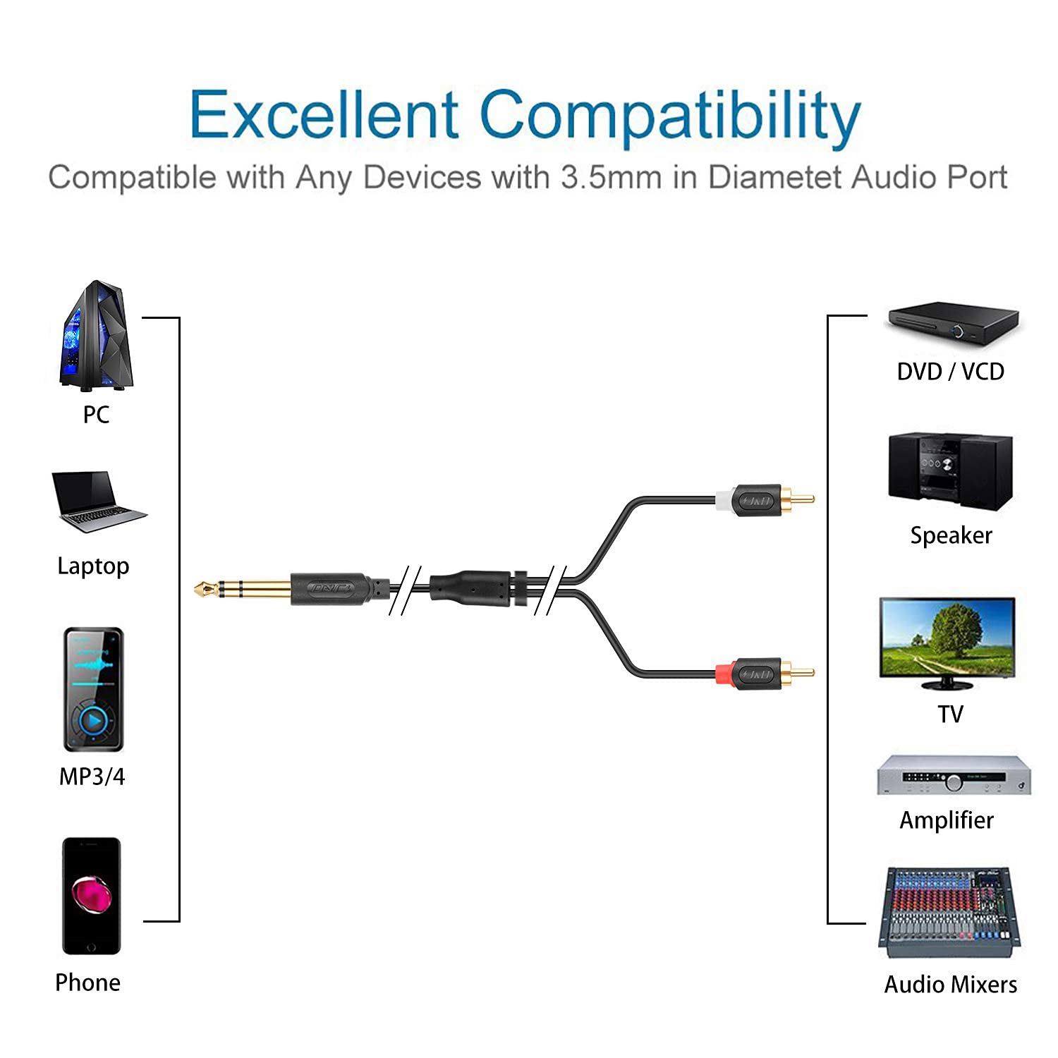J&D 6.35 mm to 2RCA Cable - Image 5