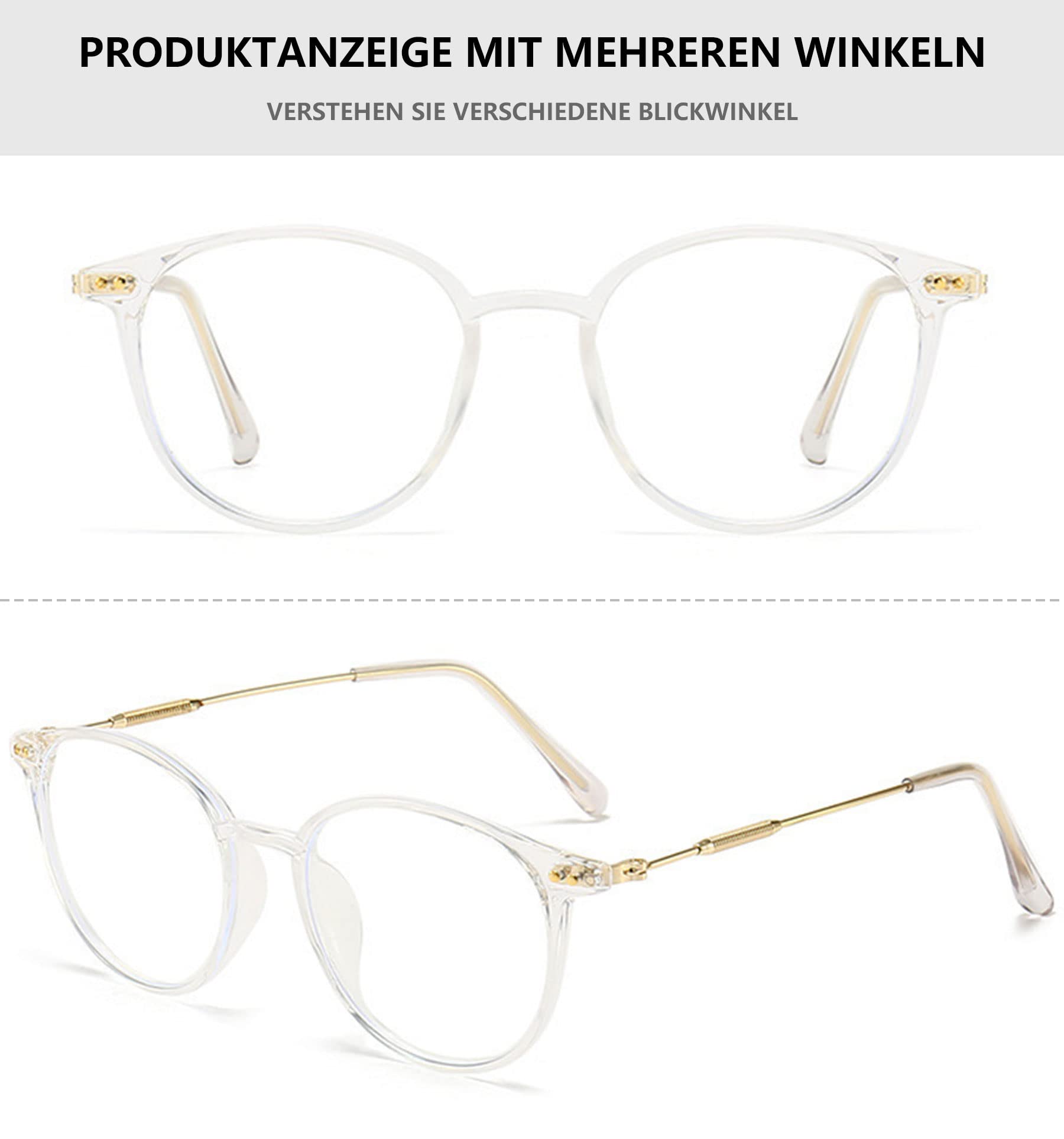 Lanomi Vintage Progressive Multifocal Reading Glasses Women Men Round Blue Light Blocking Eyeglasses Magnifying UV400 Outdoor Computer Reader Clear(Multifocal) 2.0 - Image 3