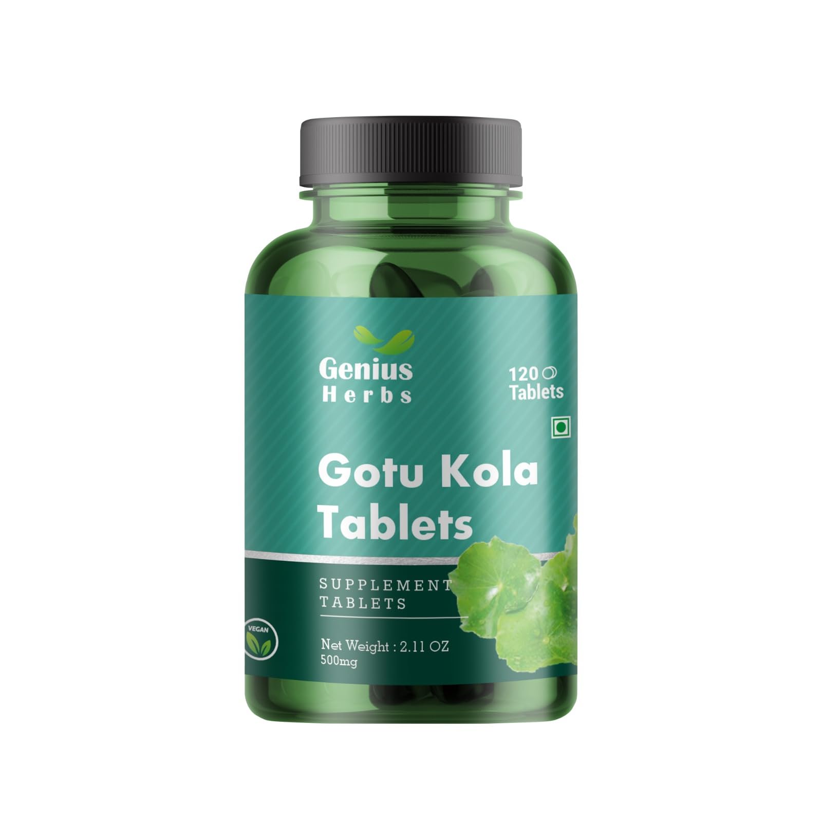 Genius Herbs Gotukola(Centella Asiatica) Tablets Improves Memory | Healthy Nervine System | 500 mg 120 Tablets Pack of 1 (B0CLB39SNT) Amazon Price History, Amazon Price Tracker