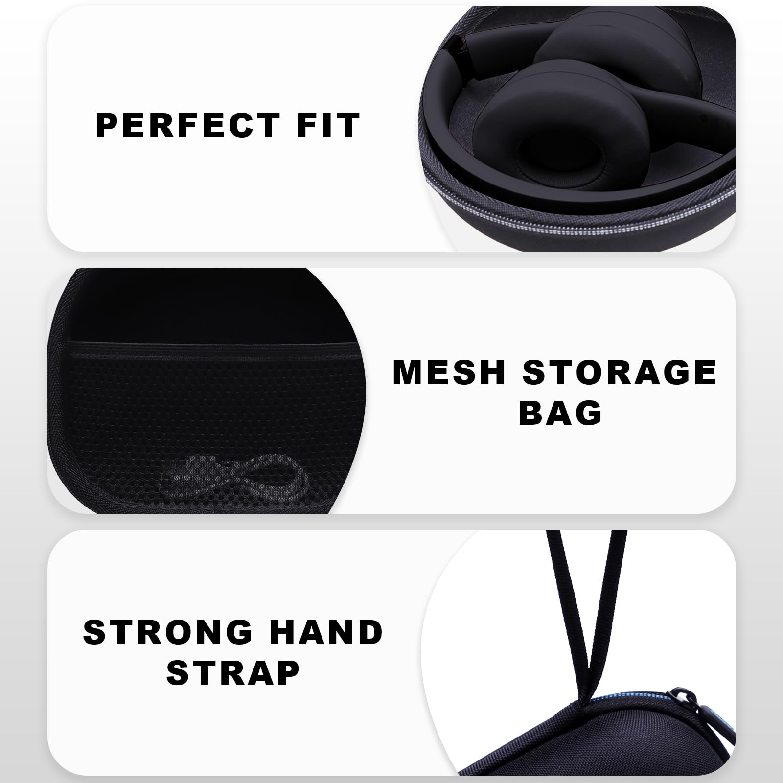 Funda para auriculares, color negro | Compatible con auriculares Beats/Skullcandy/Soundcore Q20/Q20i/Q30/JLab/JBL/KVIDIO/TOZO/Bose QC/QearFun/BERIBES/Picun