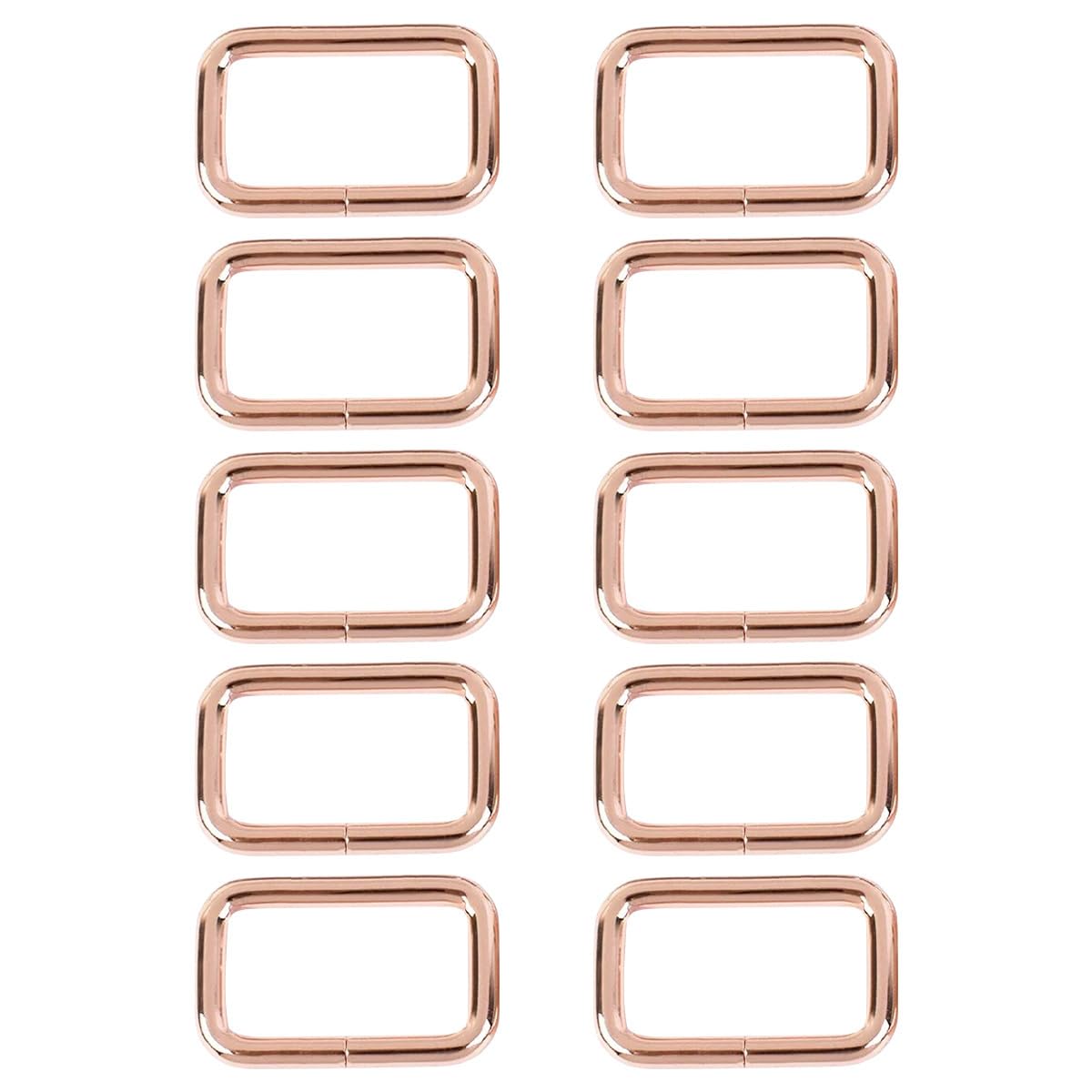 Boucles rectangulaires 38 mm or rose en métal pour sacs et ceintures - Lot de 10