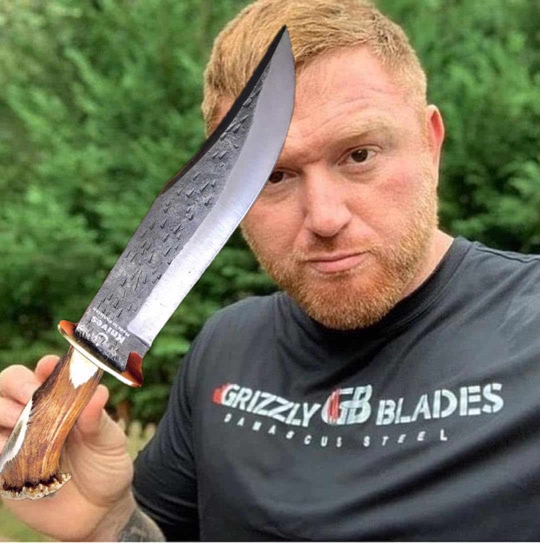 15.5" Hand Made carbon Steel hand forged blade Collectible Bowie Knife Handle Brass clip with (stag horn) (02 stag full)