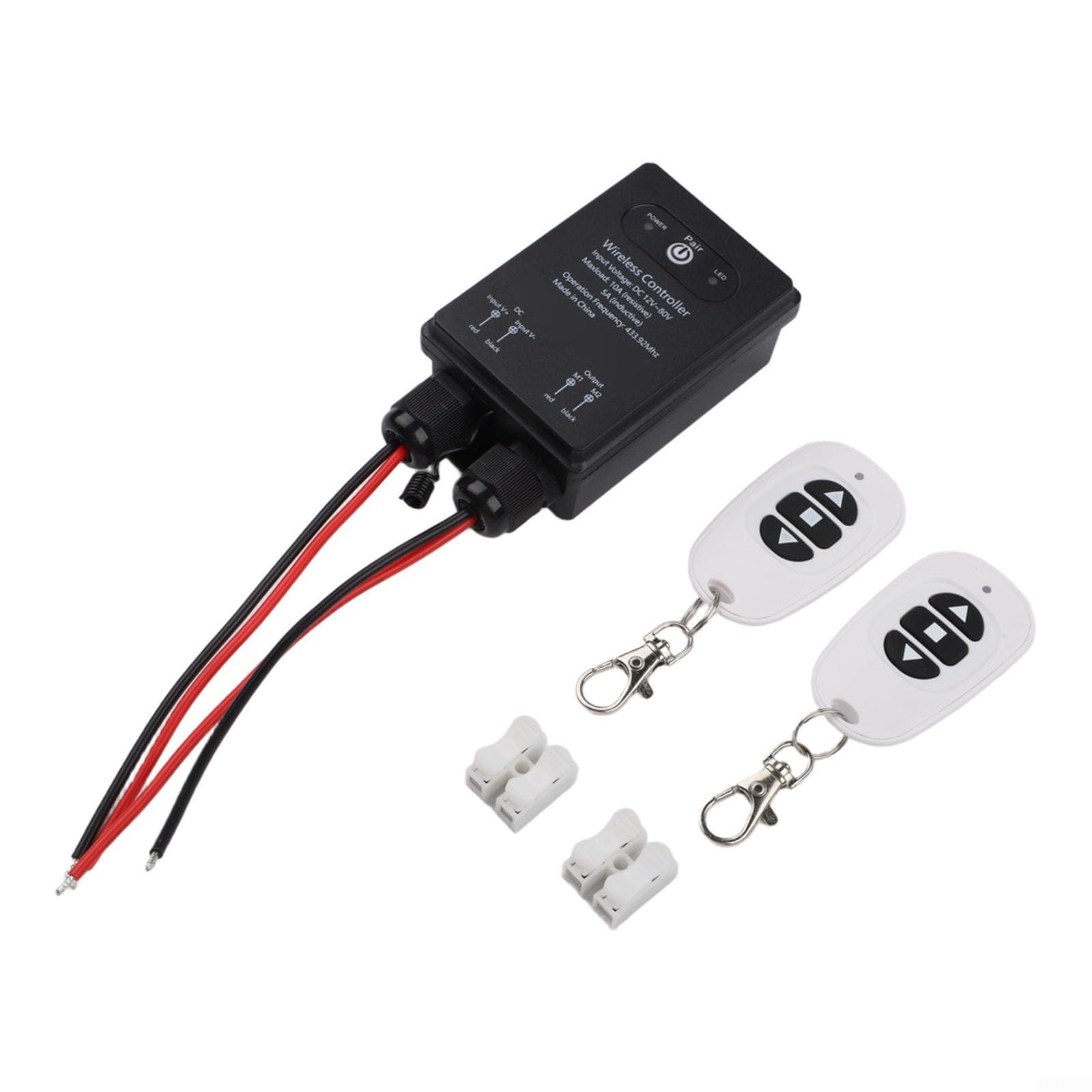 Interrupteur relais radio étanche IP65 12 V CC 30 A haute performance avec connecteur SAE pour moteurs de pompe de porte de garage, portée 100 m (B)