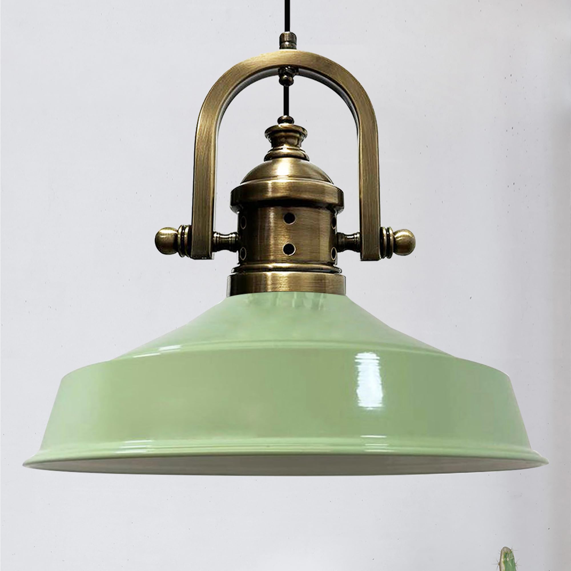 bamyum Asletl Hanging Lamp Industrial Pendant Light, 40 cm Lamp Shades, Modern Metal Kitchen Island Lights, E27 Pendant Lamp for Living Room and Dining Room, Mint Green Pendant Light — image 1
