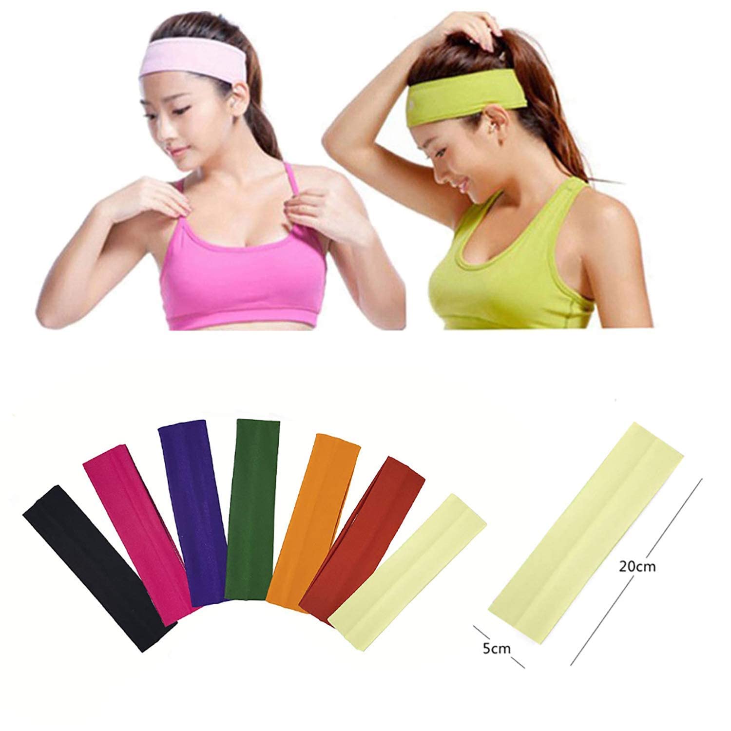 FULLYPlain Yoga Sports Headbands For Girls And Women Headwear Accessories Set Of 6 Pcs 20 Gram Pack Of 1 Multicolor