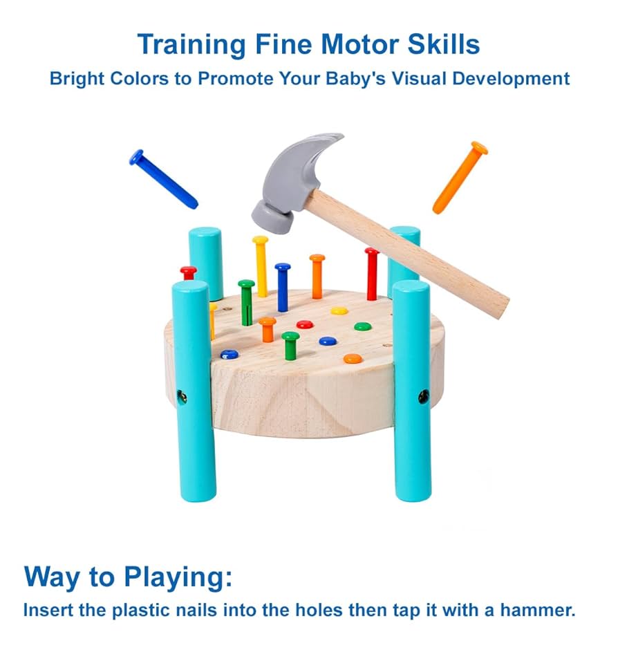 知育玩具 EQWEL CHILD ACADEMY ENGLISH2 Amazon.com: QZJVKBXY Wooden Baby Workbench Pounding Hammer