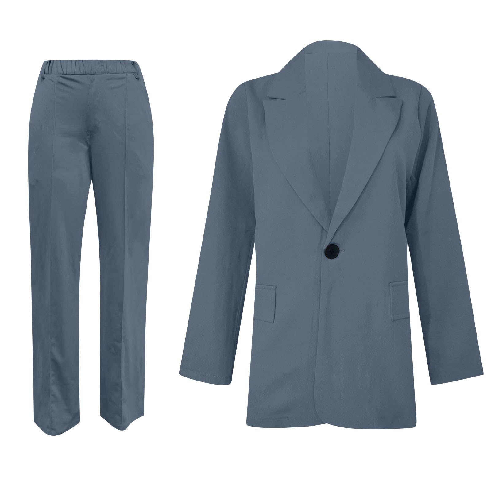 Tailleur Femme Ensemble Pantalon 2 Pièces Chic et Elegant Couleur Unie Slim Fit Blazer Veste Formel Bureau Travail Pantalon Costumes Manteau Ensemble Col Revers Veste Manteau Pantalons Pas Cher