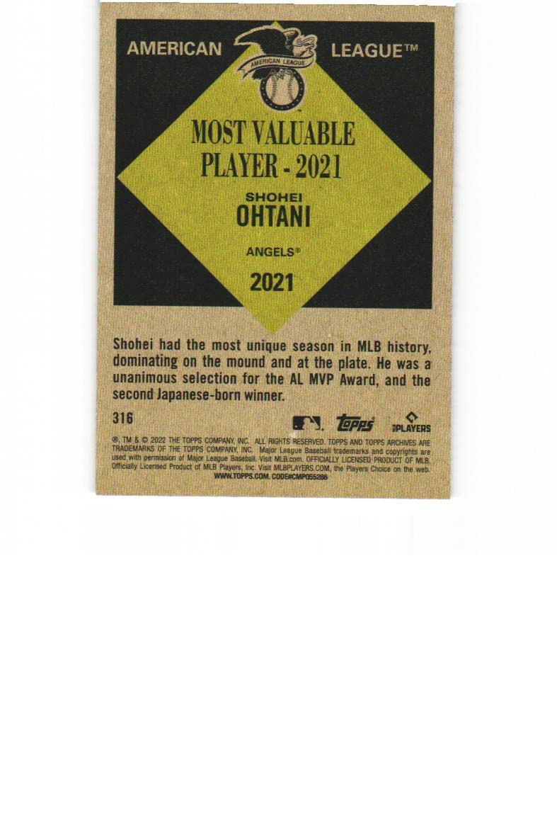 SHOHEI OHTANI 2022 Topps Archives MVP #316 Baseball Card Los