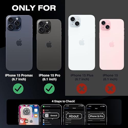 Miniatura 2 de Goton Protector de pantalla de vidrio templado para iPhone 15 Pro Max y 15 Pro Bling para lente de cámara, bonito protector de pantalla con