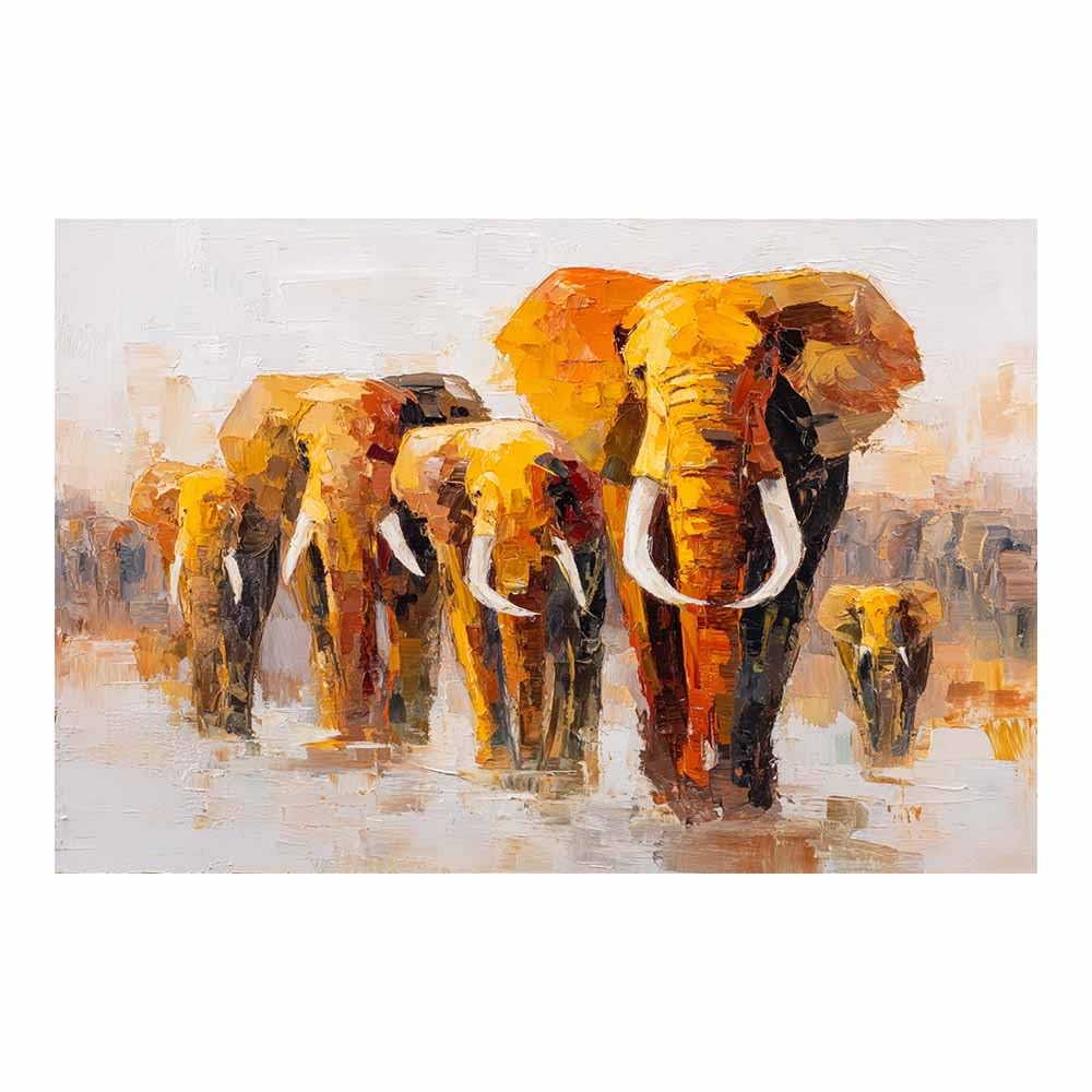 Dmzpkzb Boys Multicolor Animal Canvas Wall Art Abstract Elephant Herd Poster Printing Artwork, For Living Room Bedroom Corridor Office Bathroom Home Decoration(Multicolor)-70X100cm Unframed