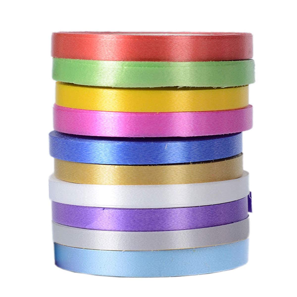 Curling Ribbon Set, 10 Rolls Balloon Ribbon for Gift Wrapping Wedding Party Decoration DIY Craft (10Colors, 10m/Roll, Width 5mm)