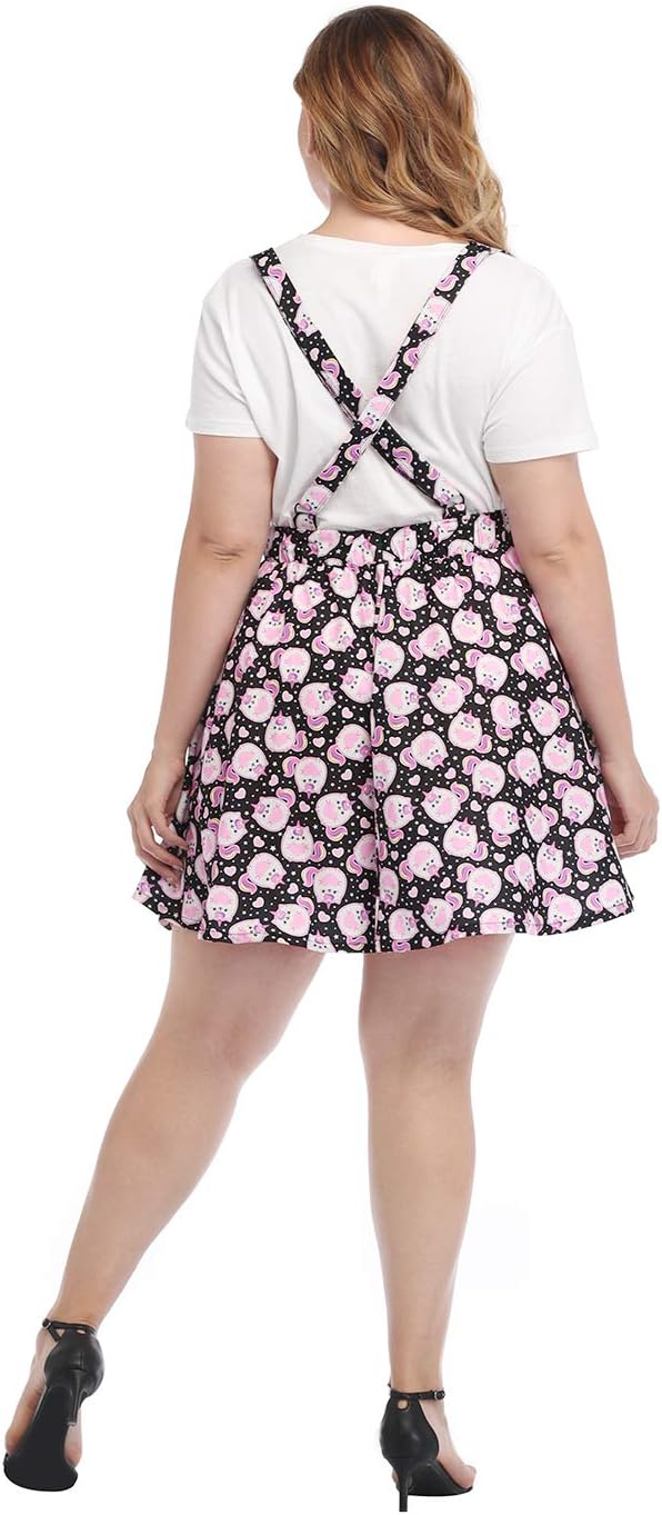 HDE Plus Size Suspender Skirt 1X-4X Elastic Waist Overall Pinafore Skater Skirts