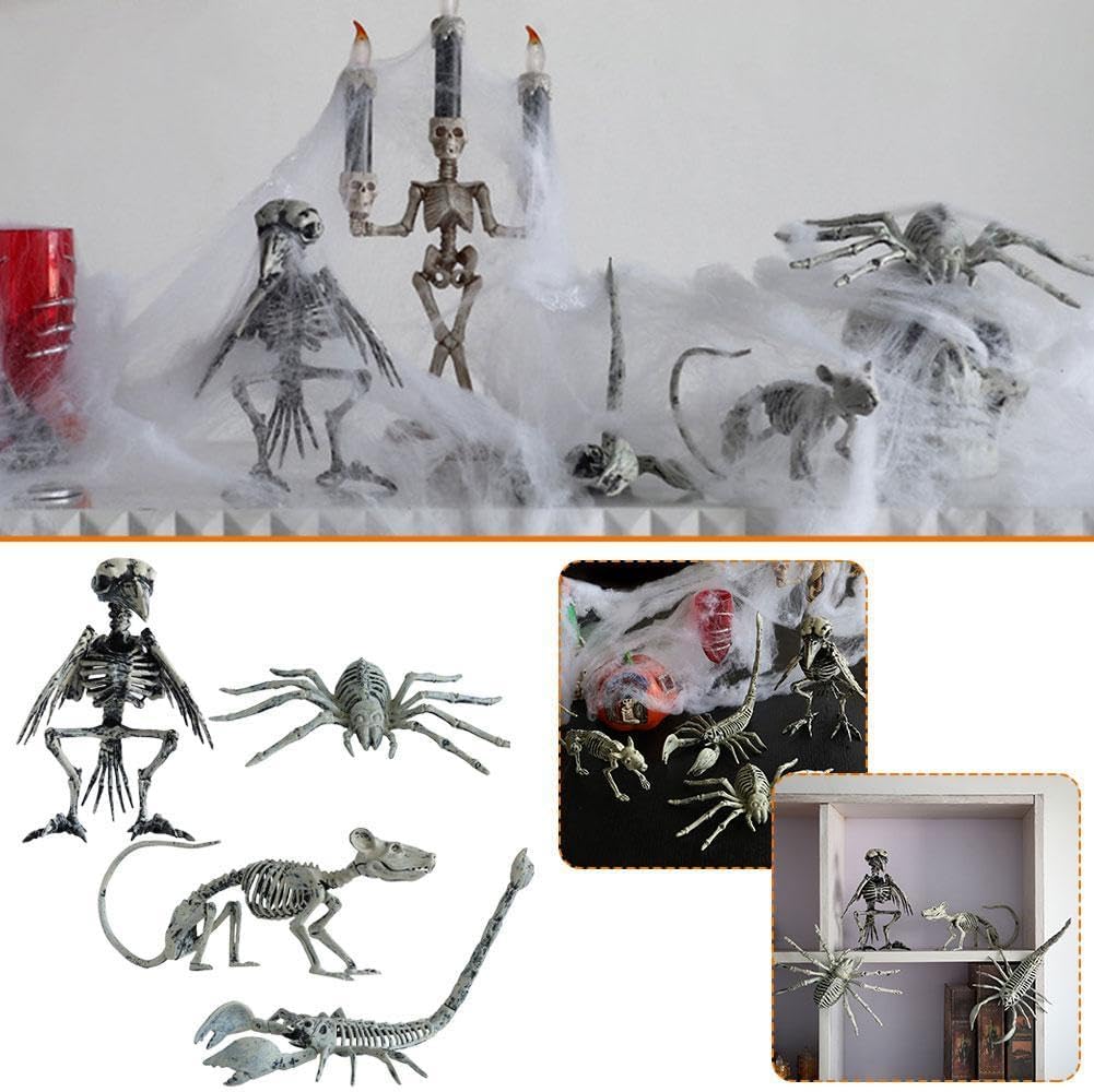 Halloween Animal Skeleton decration,Horror Mouse Skeleton Simulation Mouse Model Vivid Mouse Bone,Realistic Bones Scary Halloween Party Props Decorations,for Desktop Dining Table Showcase Decoration