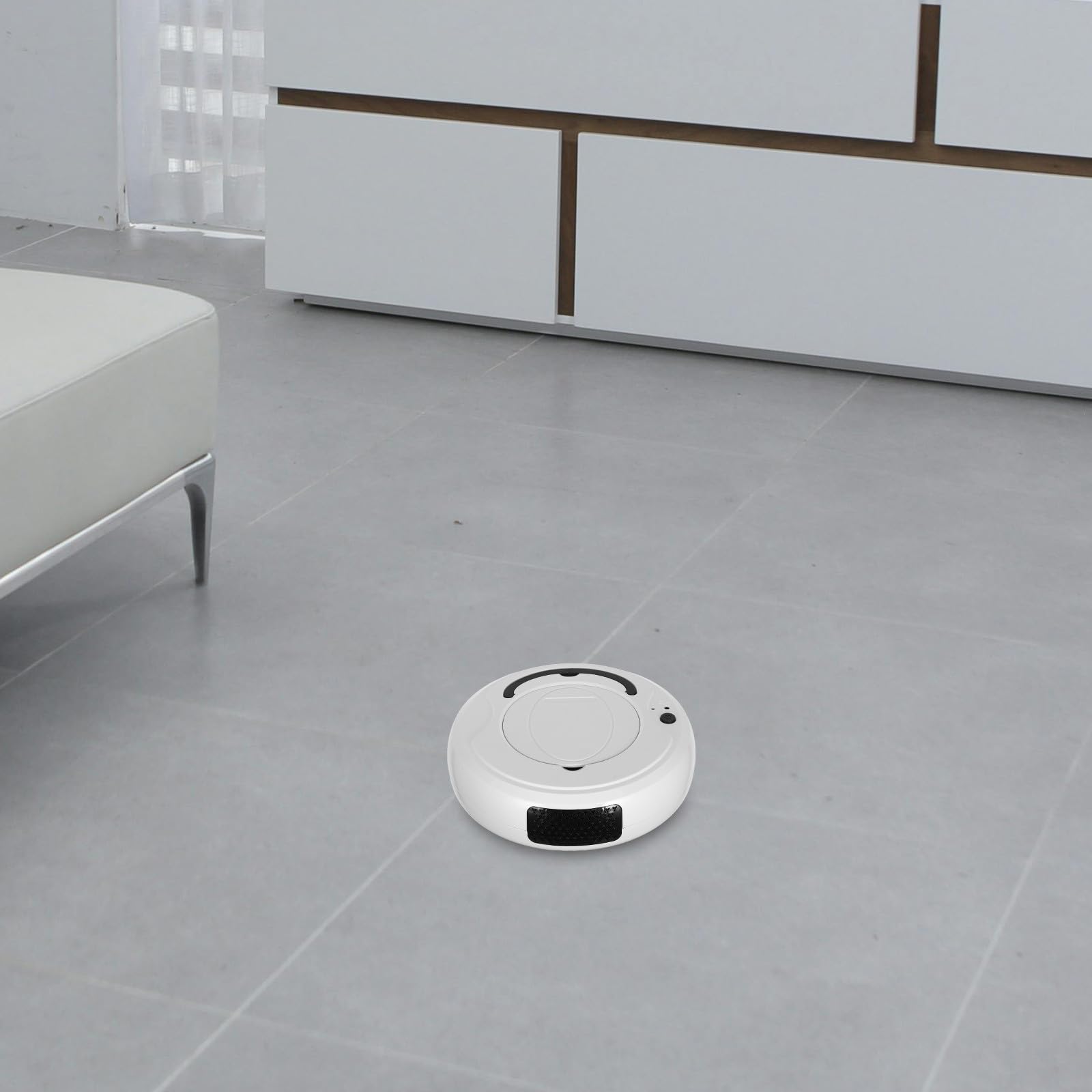 Robot Aspirador Inteligente 2000Pa ABS 1200mAh para Polvo y Alfombras | Robot Limpiador Suelo, Robot Limpieza Casa, Evitación de Obstáculos, Color Beige, Hogar