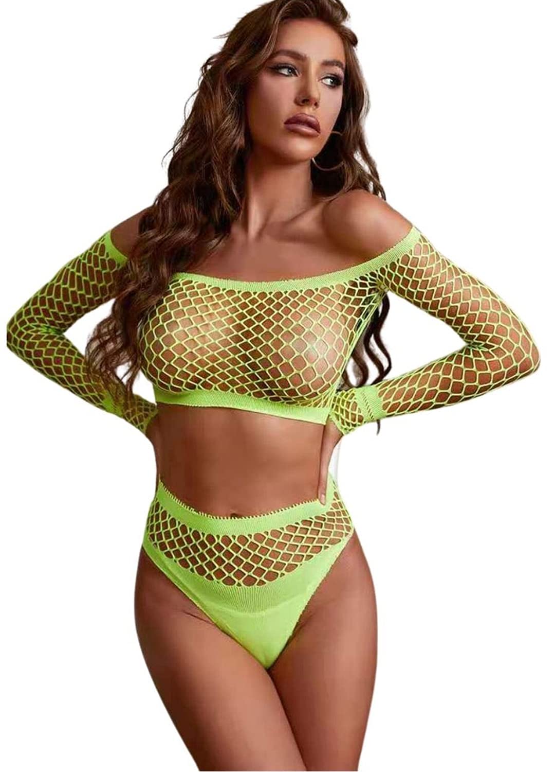 Bommi Fairy Dameslingerie, set met sexy visnet-beha en broekje, dessous / Blauw