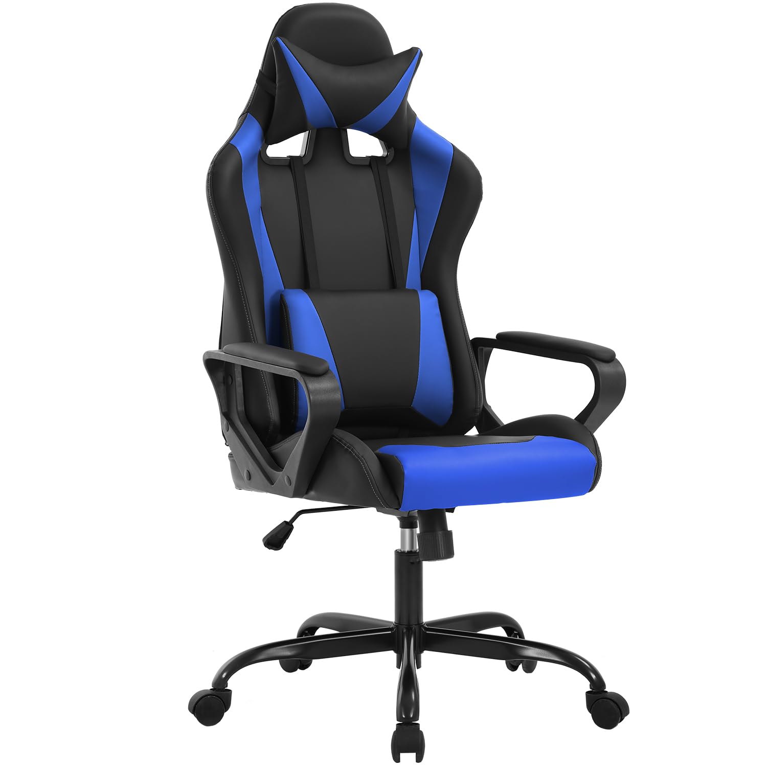 BestOffice Chaise Gaming,Ergonomique Fauteuil Gaming,Chaise Gamer avec Coussin Lombaire et Appui-tête, Siege Gaming Hauteur Réglable, Siège Gamer Bleu
