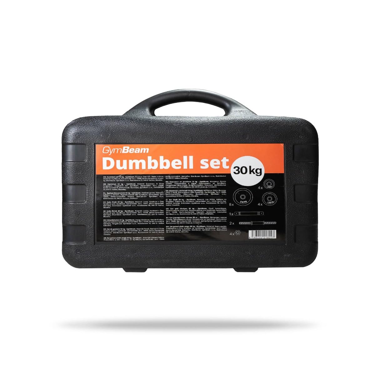 GymBeam Set Manubri 30 kg, Manubri Palestra Regolabili in Ghisa Resistente con 16 Piastre Peso, Ideale per Allenamenti di Forza, Pesi Palestra per Aumentare Massa Muscolare, Adatto a Tutti Livelli