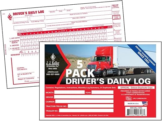 701L-5 J.J. Keller Carbonless Driver's Daily Log with No DVIR
