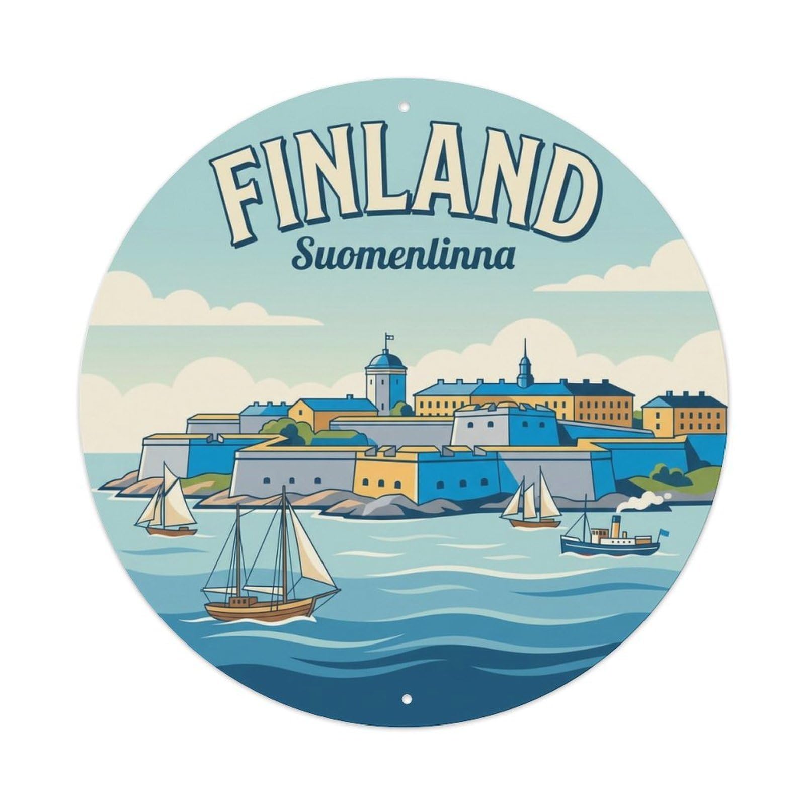 Vintage Travel Finland Soft Metal Tin Sign