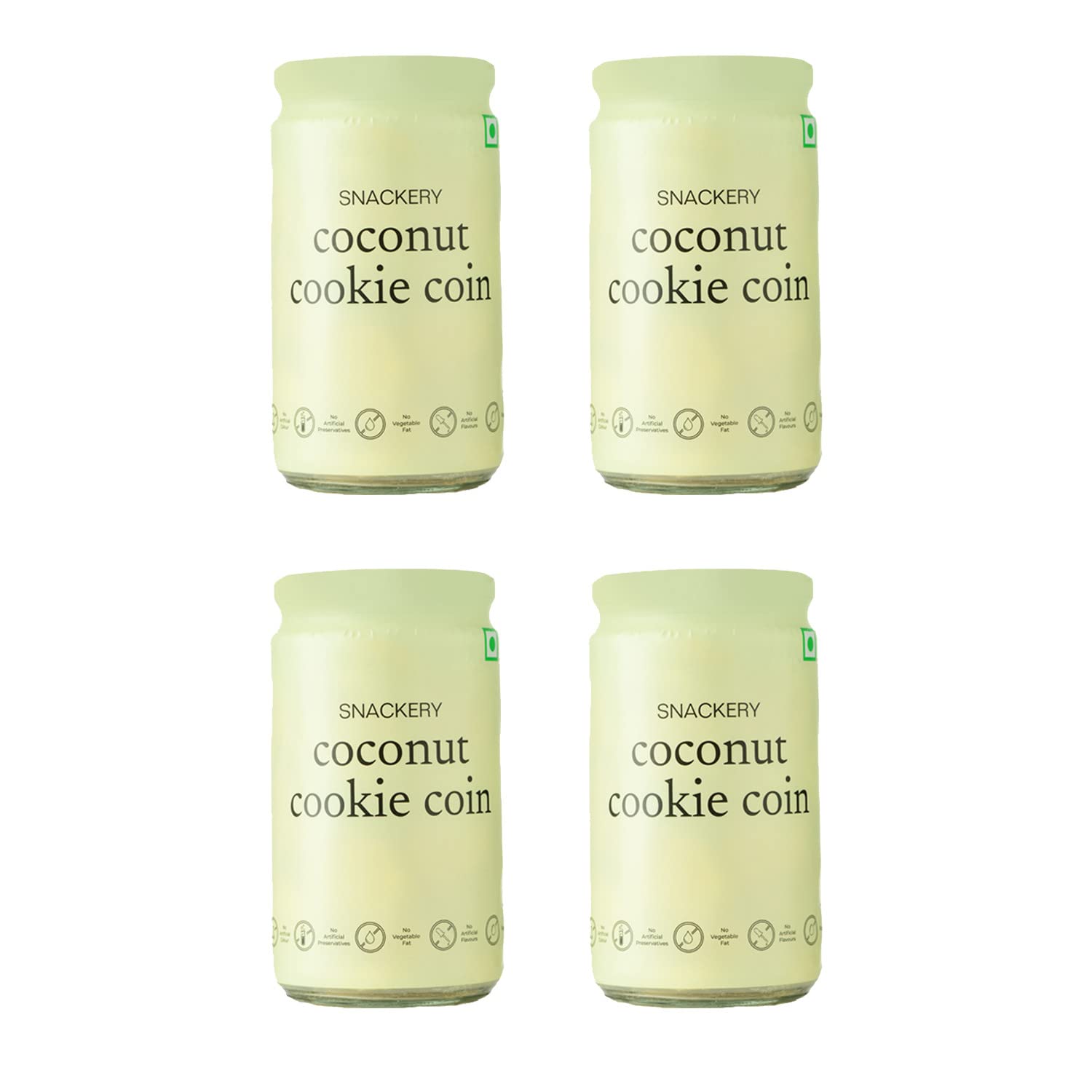 Snackery Butter Coconut Cookies, 150 gm, Individually Wrapped, Jar of Happiness.(Pack of 4)