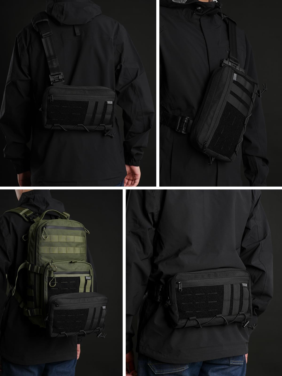 TACTICAL_GEEK Cache L3 EDC Leichter Sling Bag Chest Crossbody Bag für Herren Damen, Kompakt Bauchtasche, Verstellbarer Schultergurt Umhängetasche, Schultertasche Brusttasche für Reise Schule Wandern
