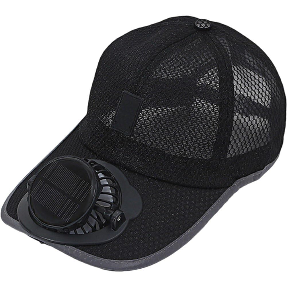 Sslvya Mesh Baseball Cap for Men Women Solar Powered Fan Fishing Hat Cooling Summer Beach Hats Outdoor Trucker Cap Golf Sun Hat
