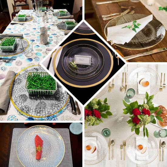 Platos desechables redondos 13 pulg con borde dorado x6 miniatura 5