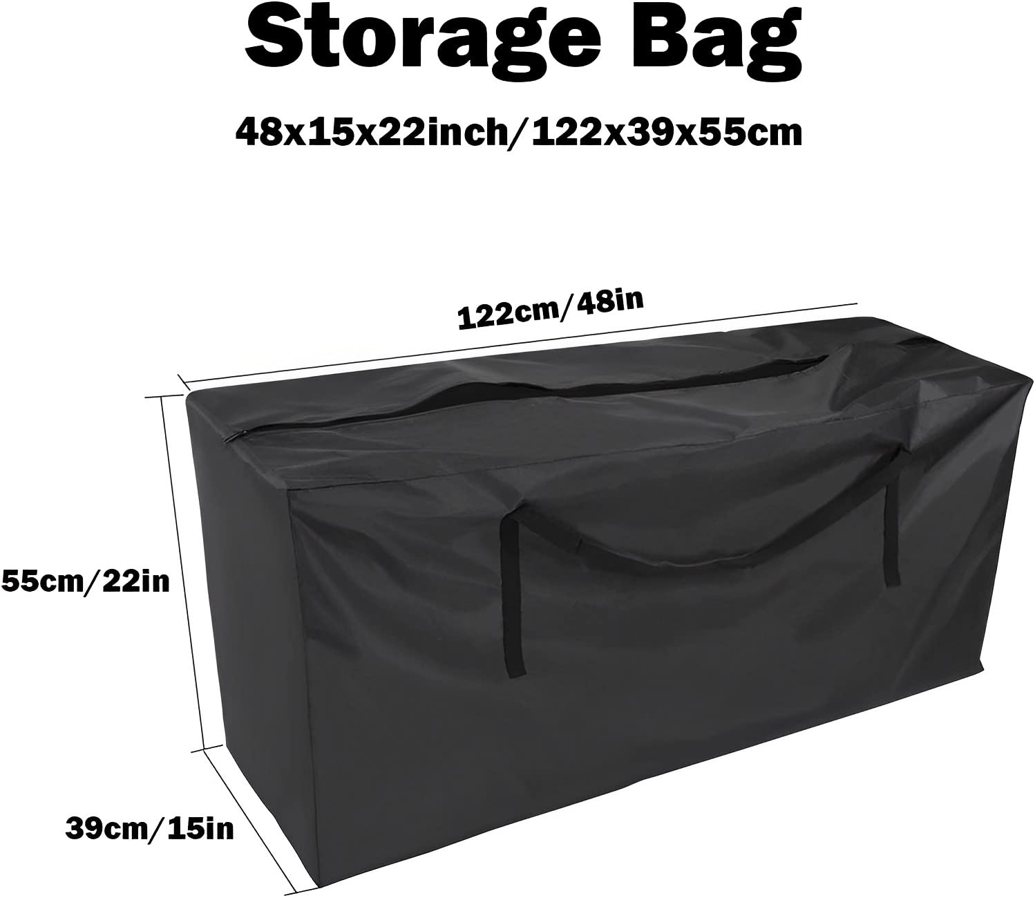 Borsa Per Cuscini Da Giardino Keyohome - 122x39x55cm, Resistente, Con Maniglie, Per Riposo E Trasporto - Foto 8