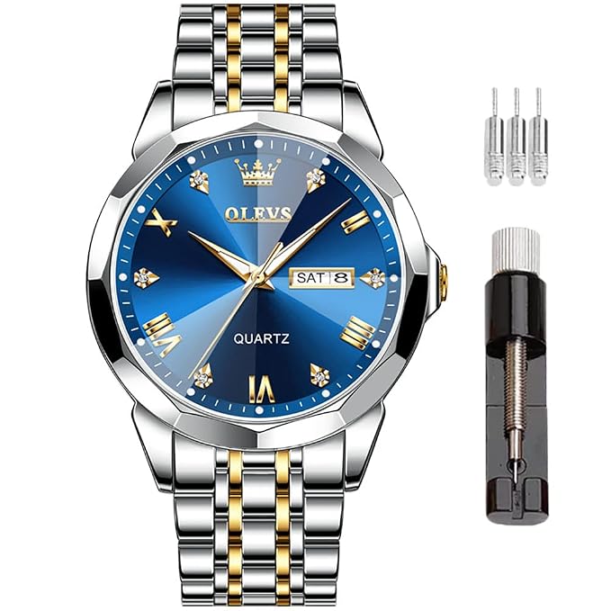 OLEVS Men's Watch Designer Diamond Waterproof Luminous Simulated Quartz Stainless Steel Multi Color Leisure Luxury
