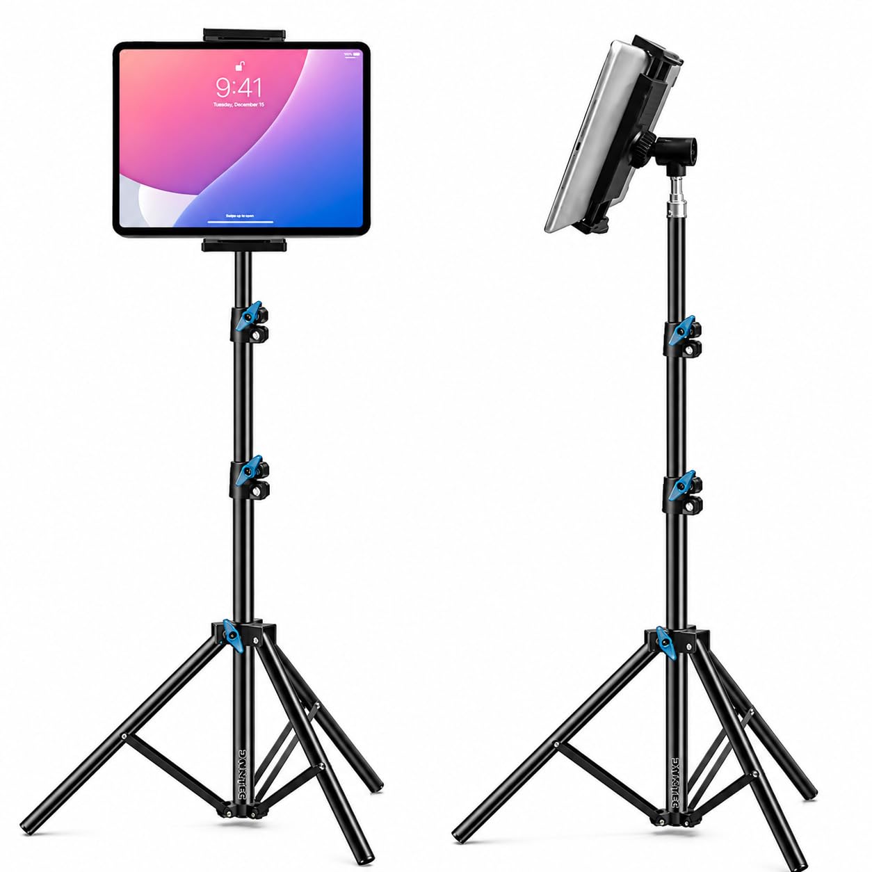 BROLAVIYA Tablet Tripod Floor Stand, Adjustable up to 75", Fits 4.7"-12.9" Phones & Tablets, Compatible with iPad Pro/Air/Mini, Galaxy Tab, for Live Streaming, Office, Cooking & Fitness-image-41