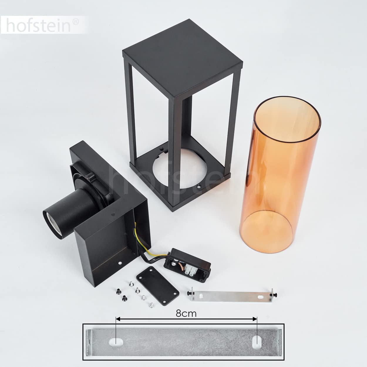 Applique D'extérieur Palanga, Lampe D'extérieur En Métal-verre En Noir