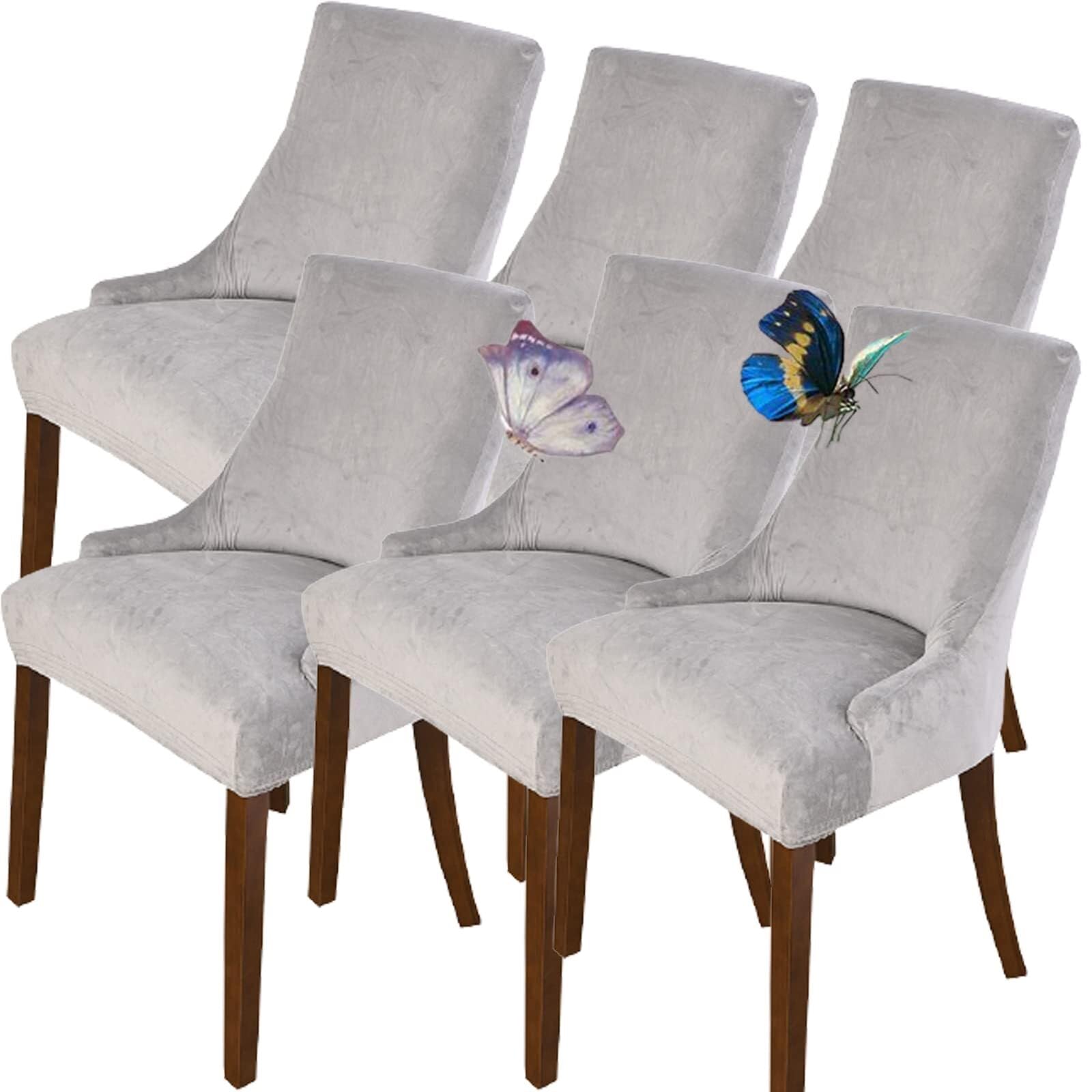 NMVAWIPT Velvet Wingback Chair Covers, Stretch Slipcovers, Removable Furniture Protector, For Hotel Wedding Banquet(34#,6pcs)