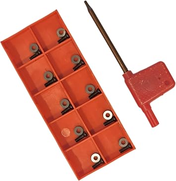 C-HORSE 221-626-3 Micro Round Carbide Inserts, Fits for Hunter OCL Brake Lathe, 10-Pack, Includes 10 Screws & Wrench, Precision Replacement Cutting Tips