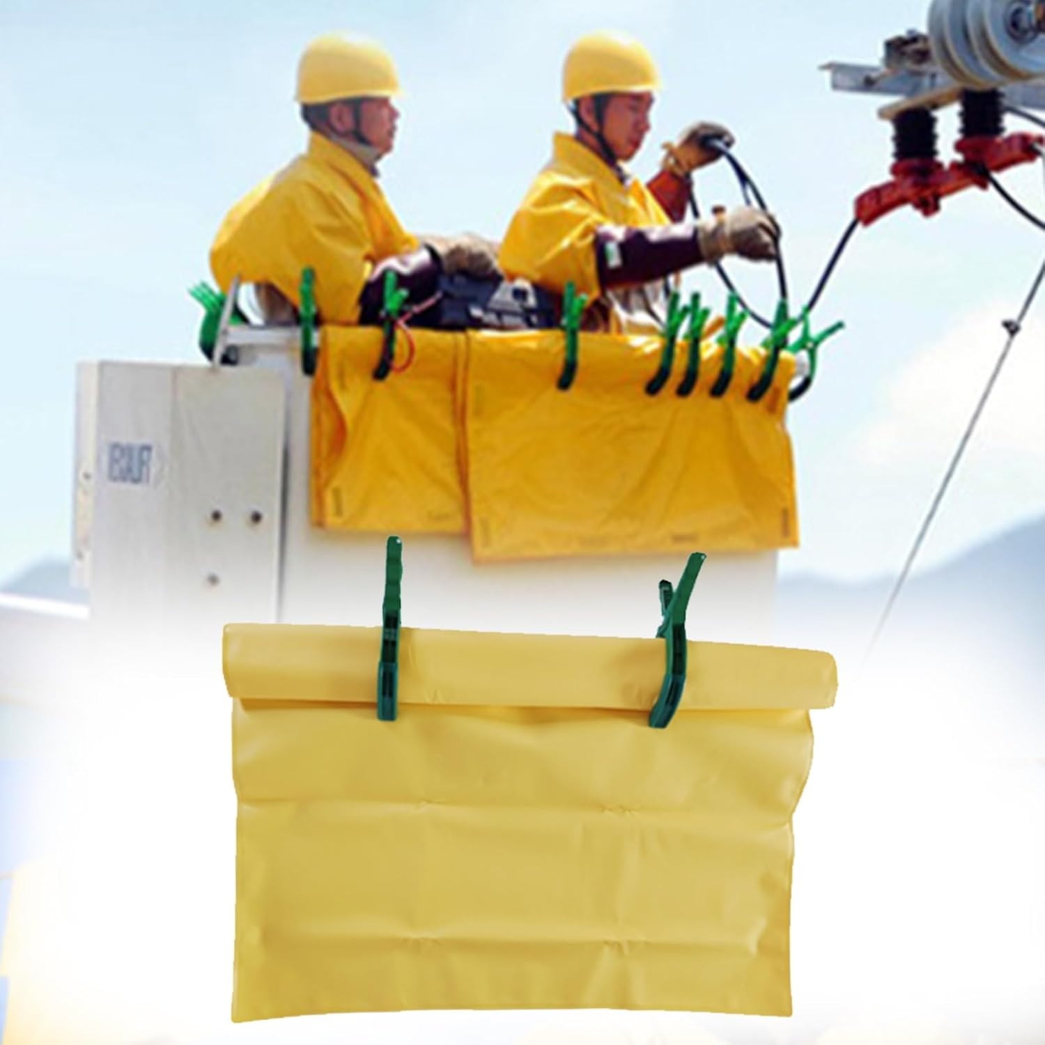 High/Low Voltage Insulating Blanket - 1.5mm Thick EVA Resin with 5.5'' Clips for Emergency Protection(100x200cm 10kv)