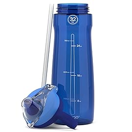 Pogo BPA-Free Tritan Plastic Water Bottle with Soft Straw, 32 Oz, Blue