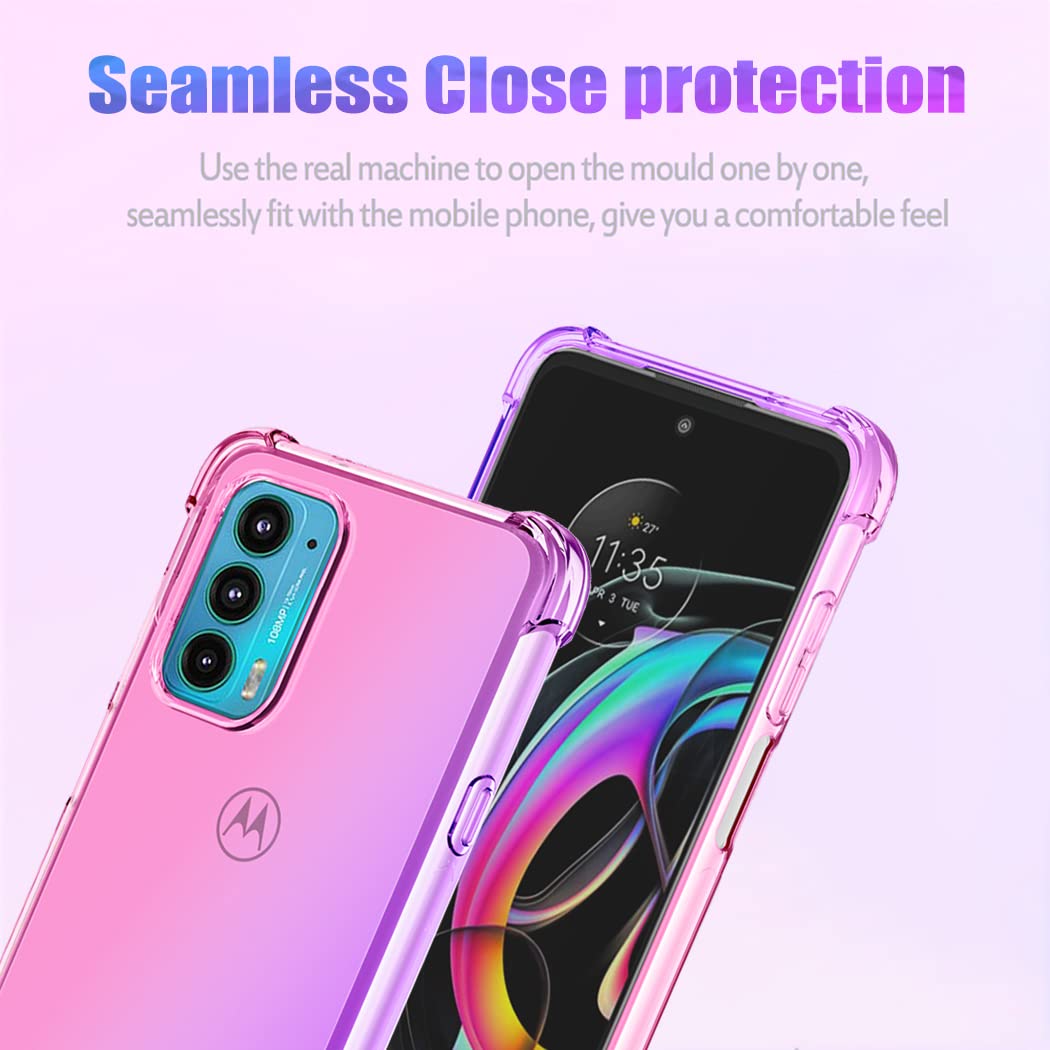 Custodia per Moto Edge 20 Case, per Motorola Edge 20, Copertura Morbida in TPU Sfumato - Antigraffio Ultra Sottile con Protezione Antishock Cover per Motorola Moto Edge 20 Rosa/Viola