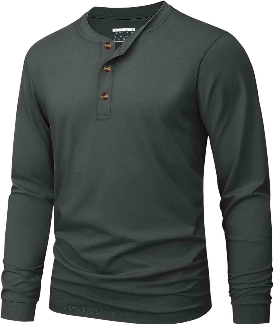 MAGNIVIT Men's Cotton Henley Shirt Long Sleeve Solid Color Casual Tee