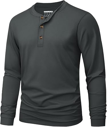 MAGNIVIT Mens Cotton Henley Shirt Long Sleeve Solid Color Casual Tee | Pure combed cotton, soft and comfortable, 3 button henley collar, tag-free, ribbed cuffs, great for casual everyday wear