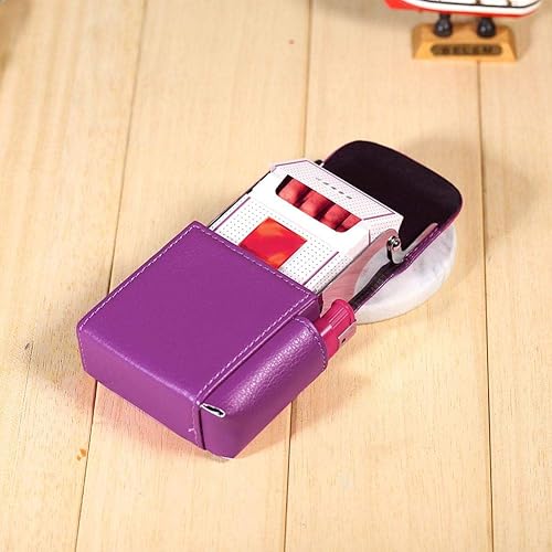 Miniatura 3 de Caja de cigarrillos de piel sintética con soporte para encendedor de cigarrillos rojo rosa