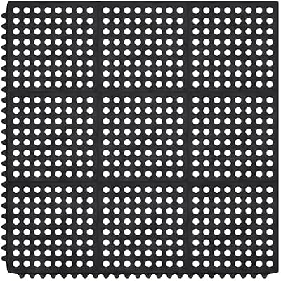 Ottomanson Heavy Duty Rubber Floor Mat – Non-Slip, Waterproof, Easy to Clean – Anti-Fatigue Mat for Commercial Kitchens, Restaurants, Workshops – Oil Resistant, Hose Washable – 36" x 36", Black