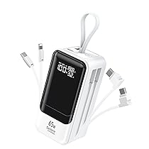 Selore&S-Global Power Bank, 65W Caricatore Portatile Ricarica Rapida, USB C Powerbank con Cavi Integrati, 4 Porte, Batteria Esterna per MacBook iPhone 17 16 15 14 Samsung Dell HP Steam Deck iPad Pro